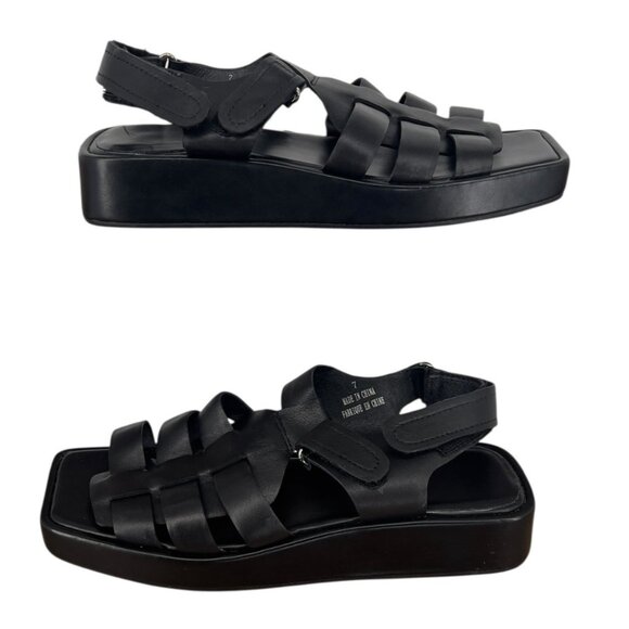 Jeffrey Campbell Poisson Fisherman Sandals Black Leather Size 7 - Picture 5 of 7